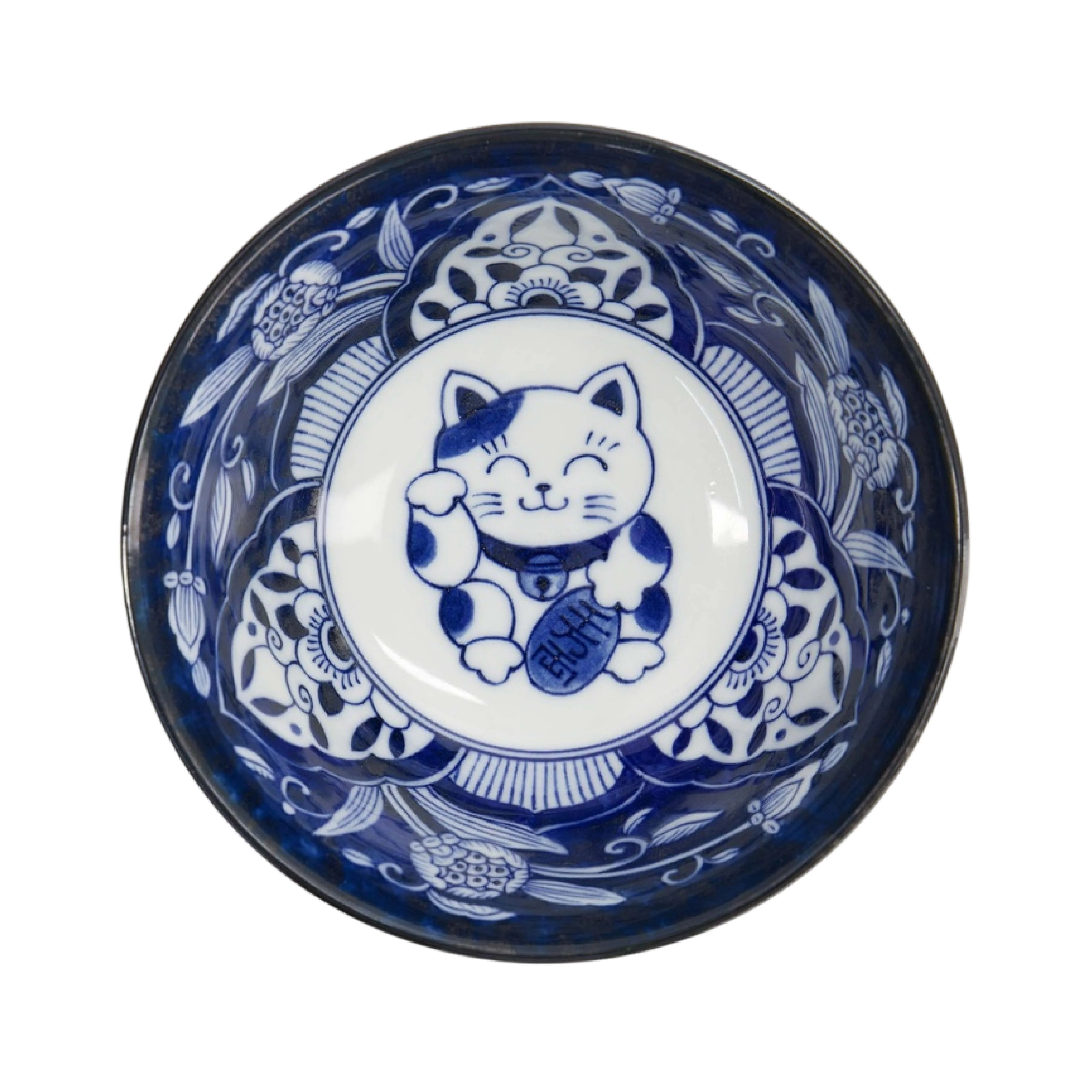 Kawaii Lucky Cat Tayo Bowl | Blue & White | 15cm - Image 3