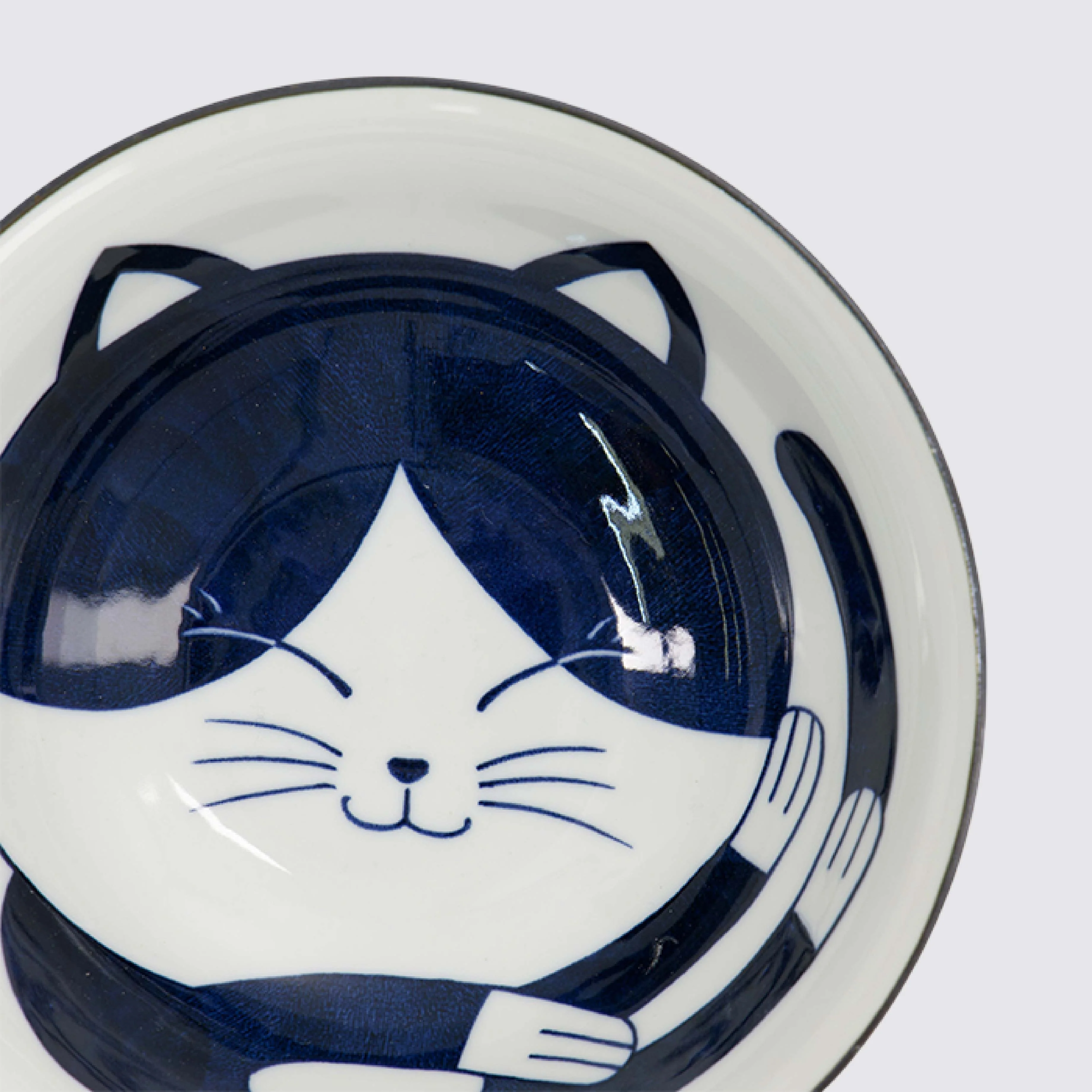 Kawaii Sleeping Cat Ramen Bowl | Blue & White | 20cm - Image 2