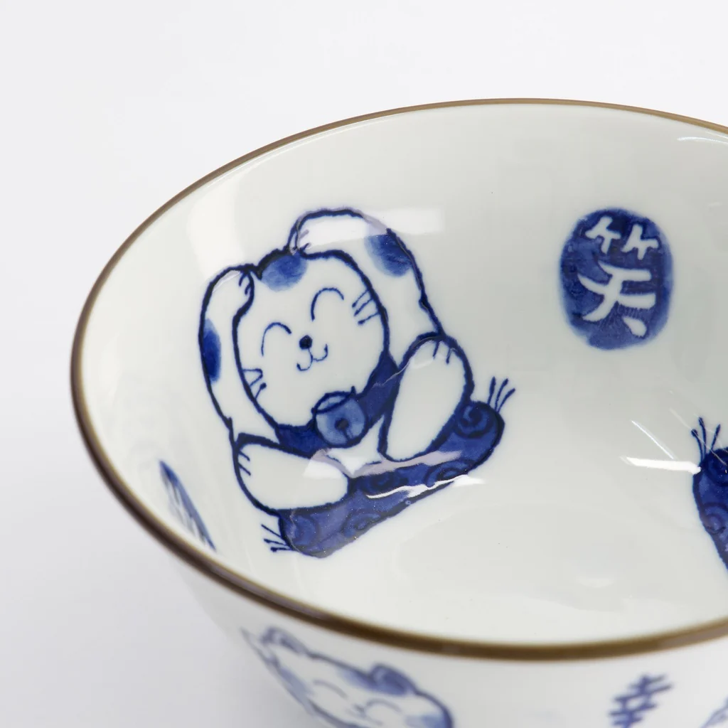 Kawaii Wise Cat Tayo Bowl | Blue & White | 15cm - Image 2