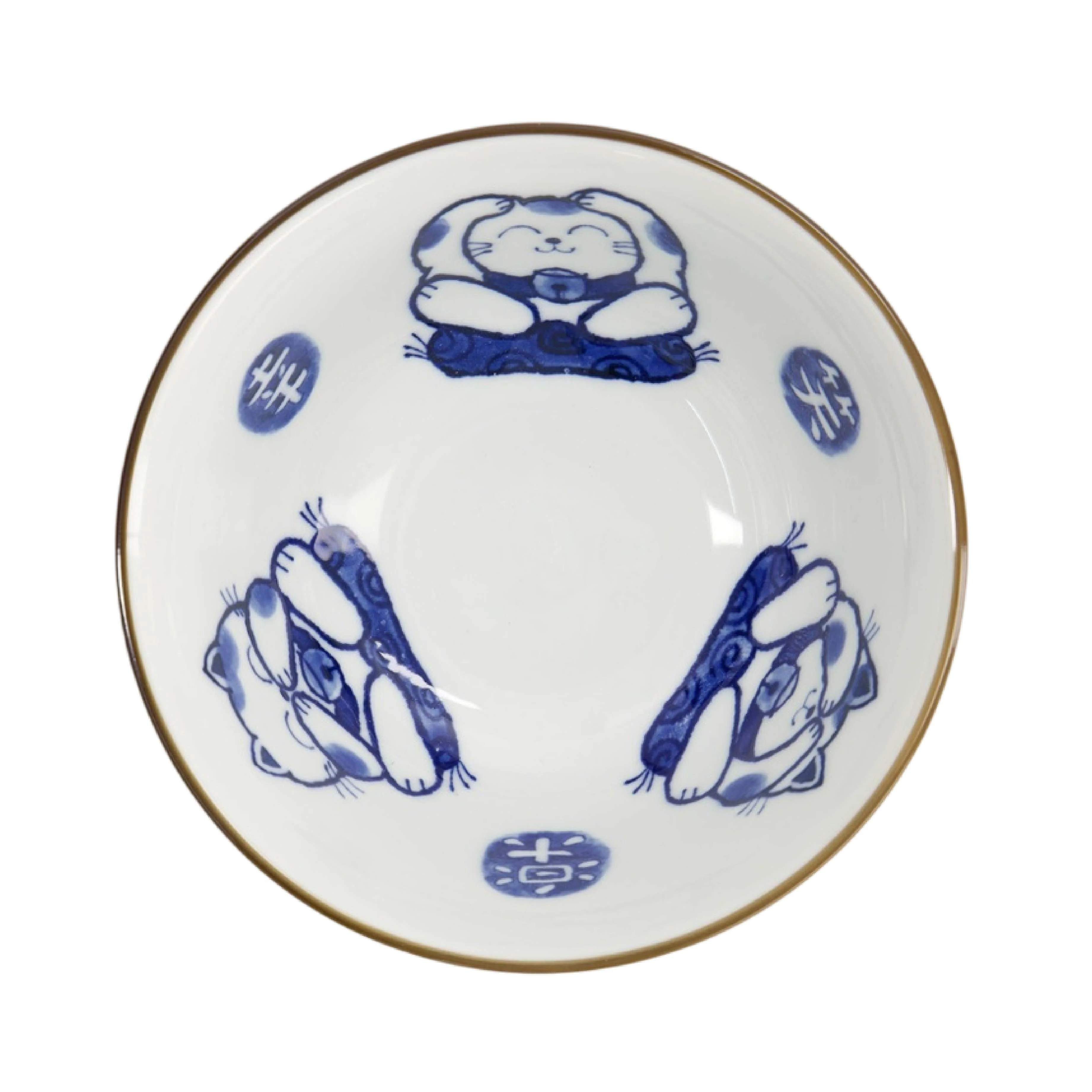 Kawaii Wise Cat Tayo Bowl | Blue & White | 15cm - Image 3
