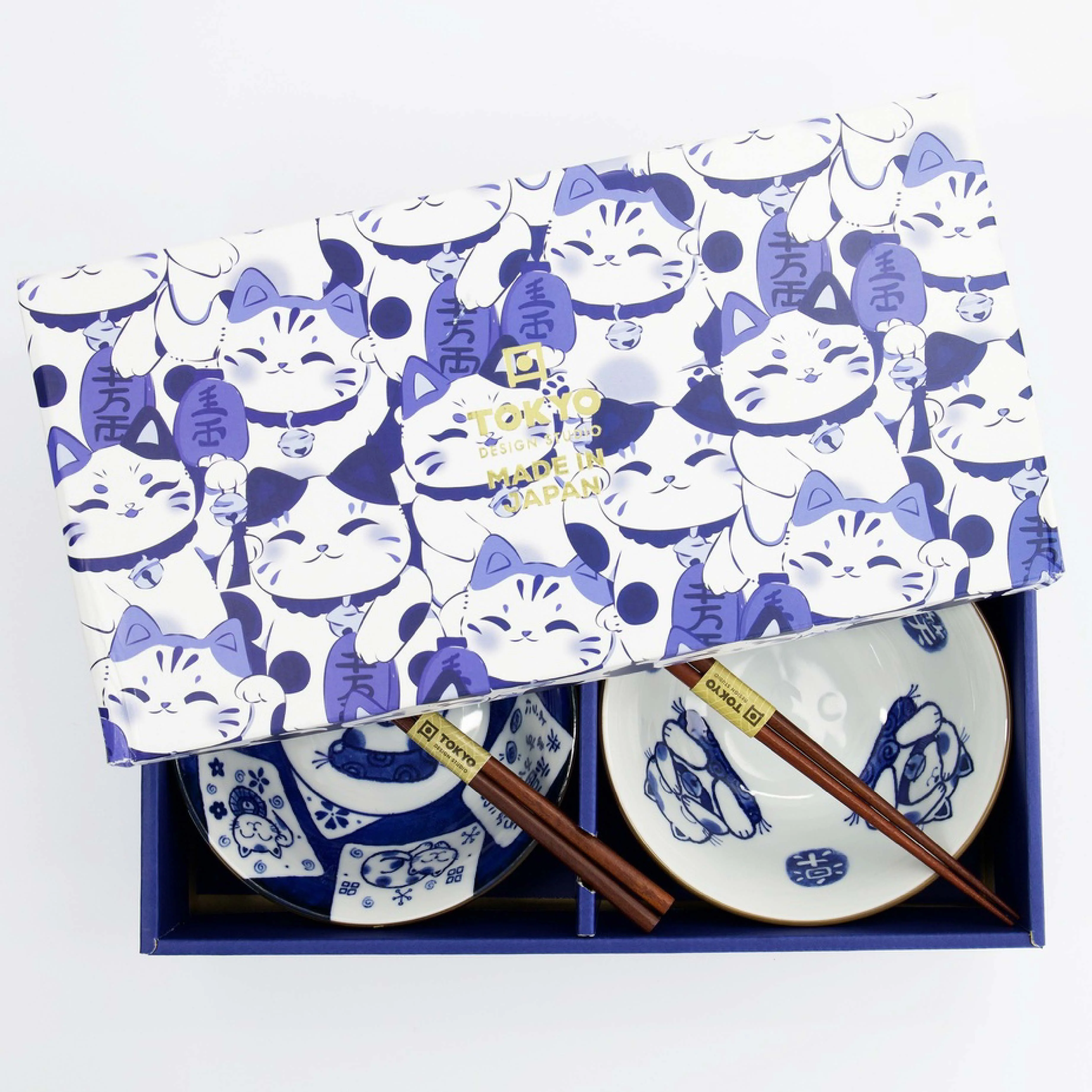 Kawaii Wise Cat Tayo Bowl & Chopsticks Set | 4 Piece - Image 4