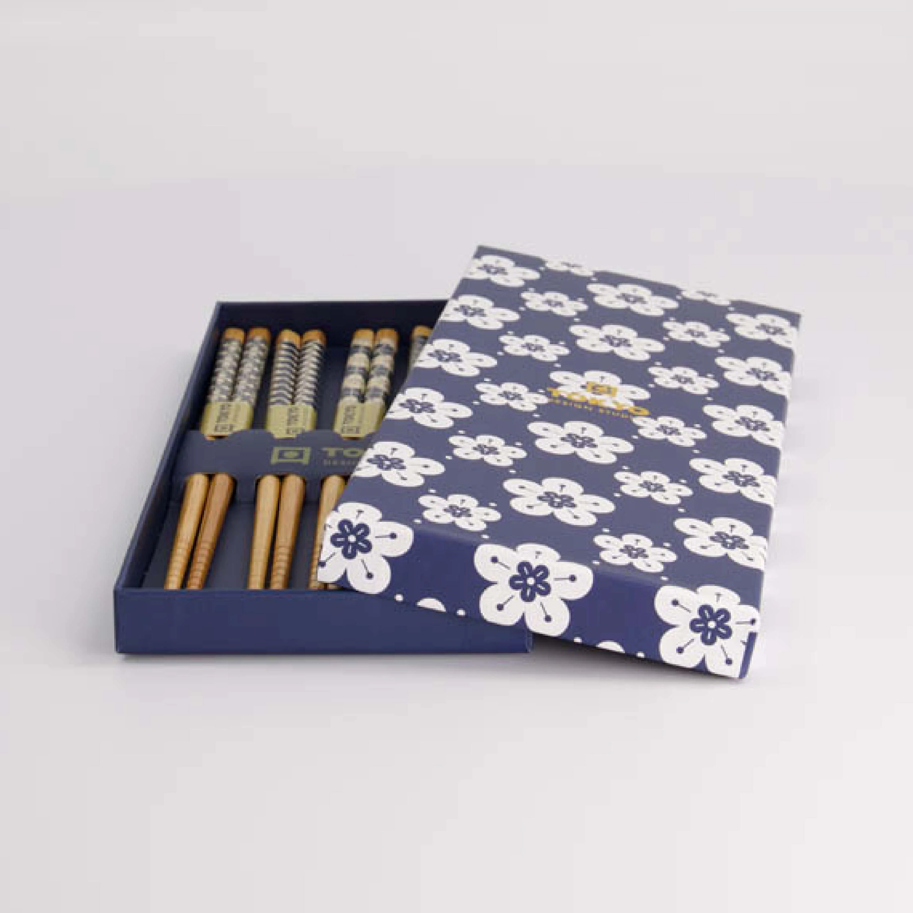 Sakura Chopstick Set | Blue & White | 5 Piece - Image 2