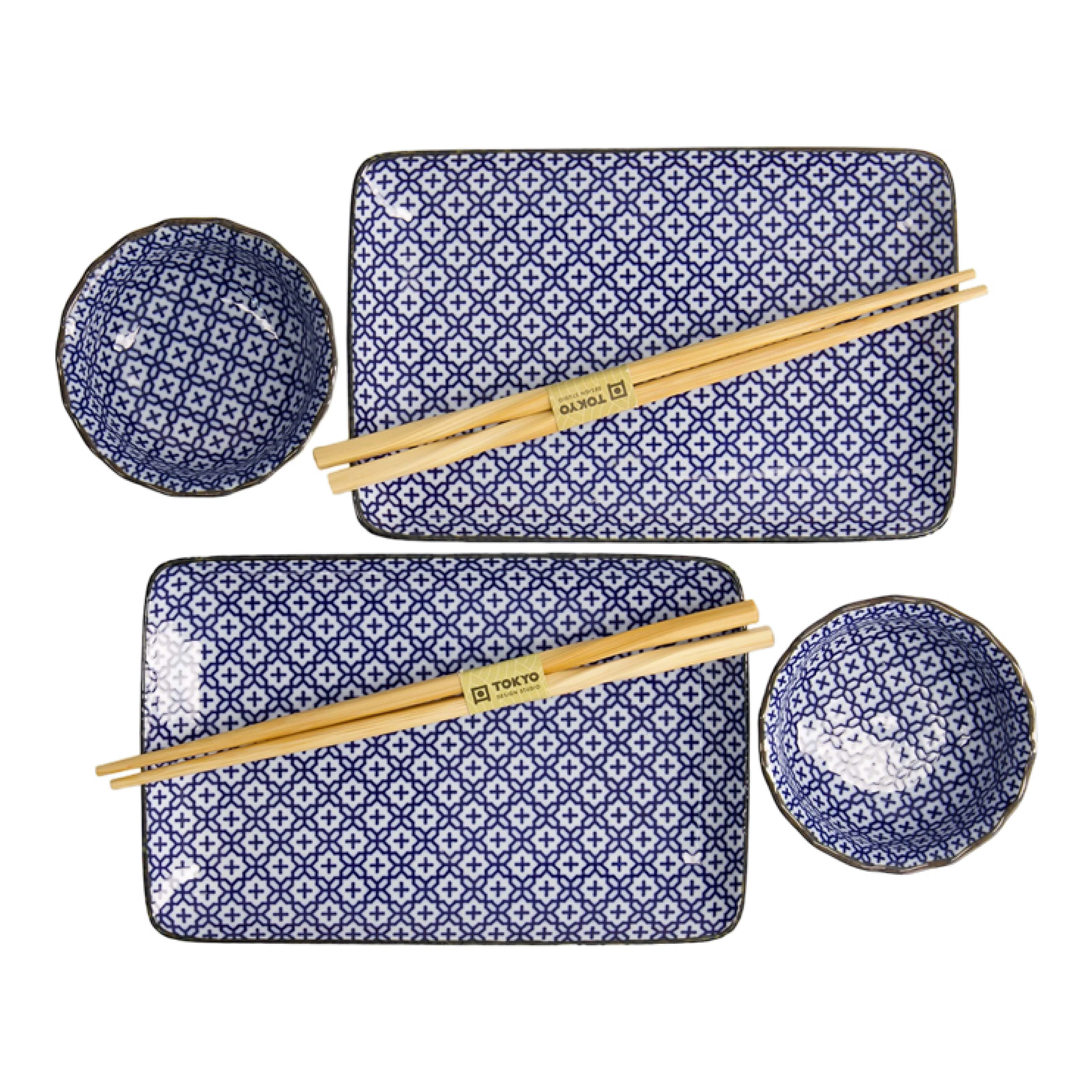 Sashiko Sushi Set | Blue & White | 6 Piece - Image 2