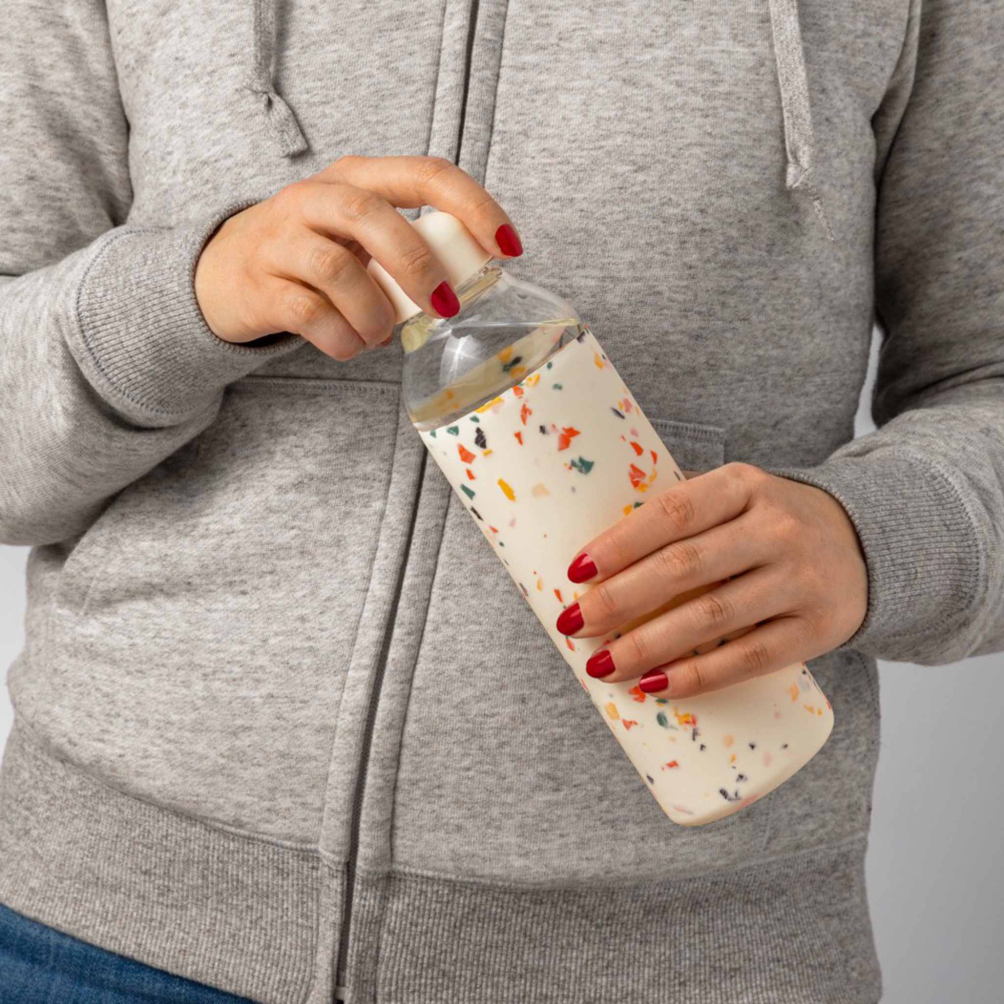 Reusable Glass Water Bottle | Porter | Terrazzo Cream - Image 4