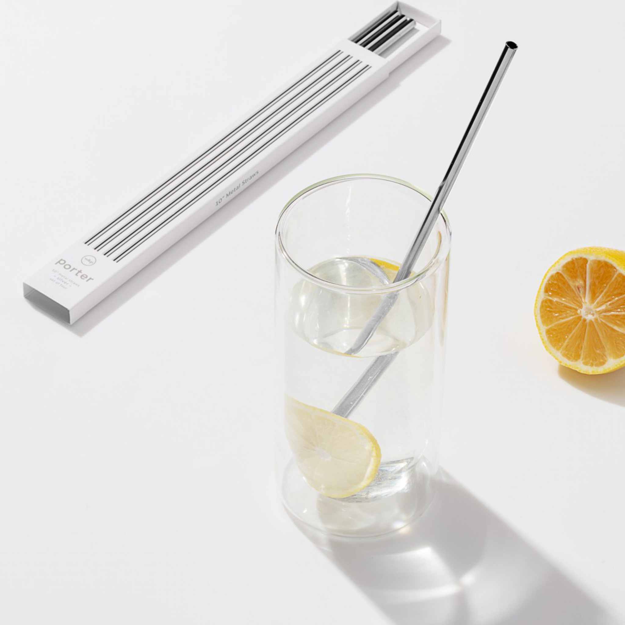 Reusable Metal Straws | Set of 4 | Silver - Image 2