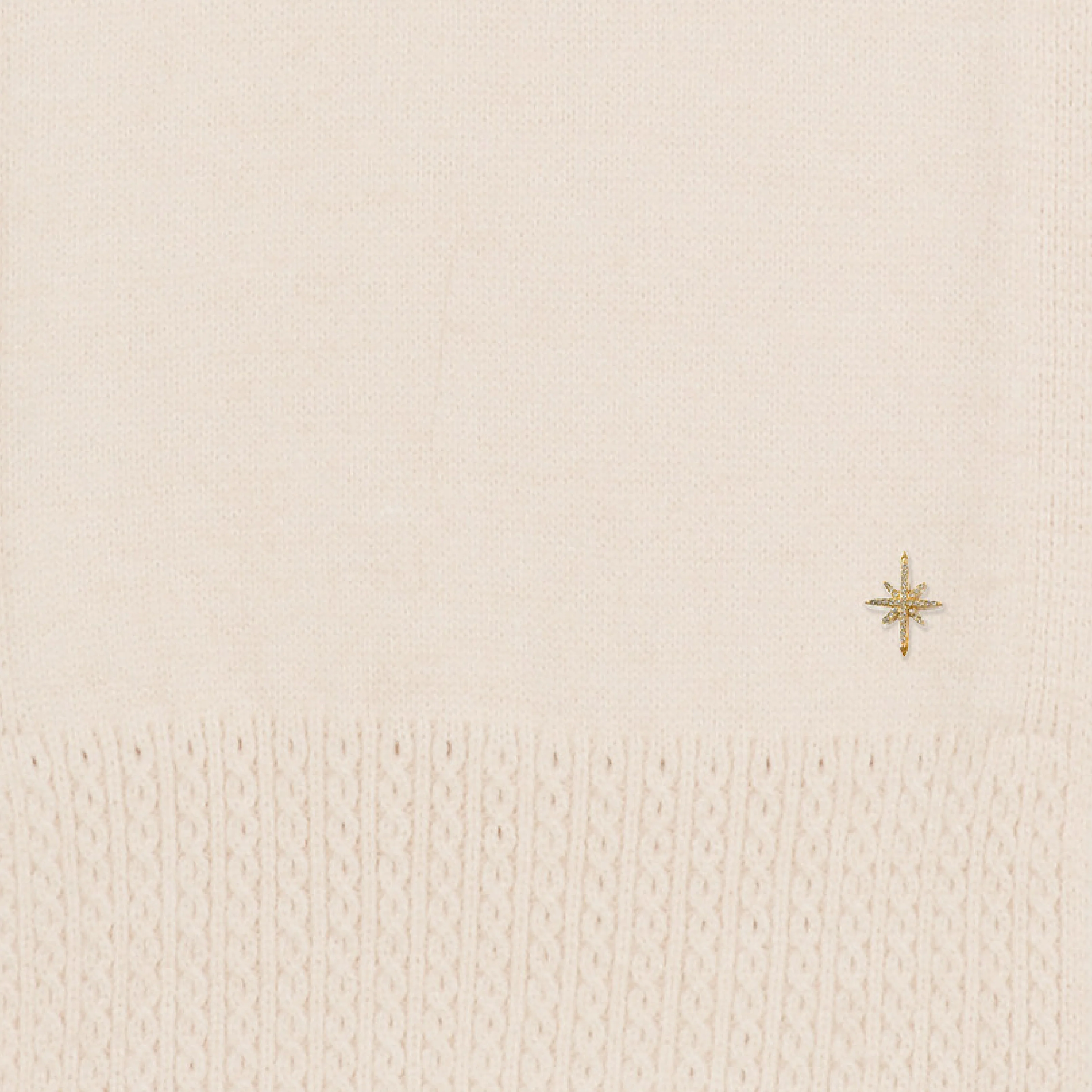Women's Cable Knit Scarf with Star Detail | Cream - Image 2
