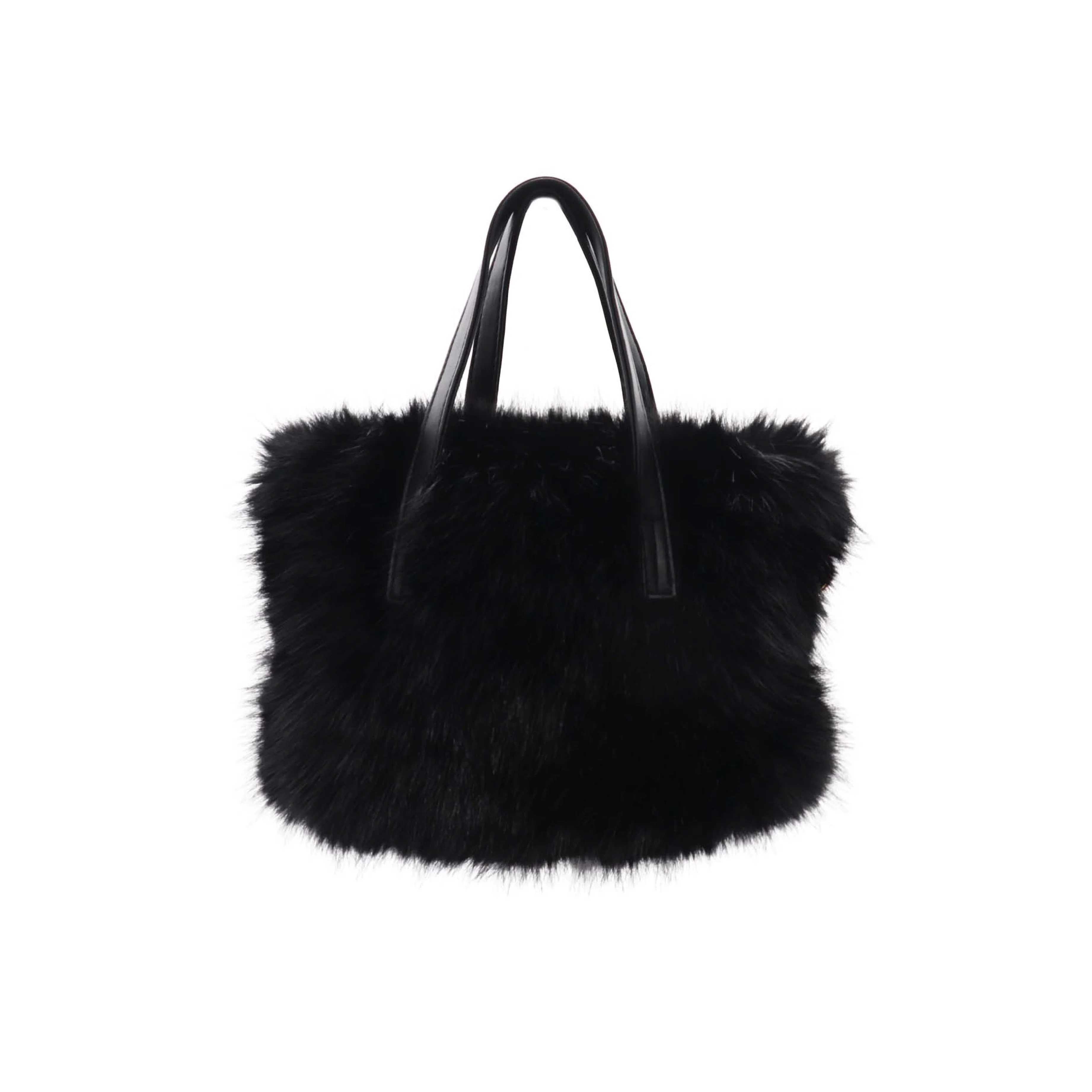 Women's Constellation Faux Fur Handbag with Crossbody Handle | Black | Small - Image 2