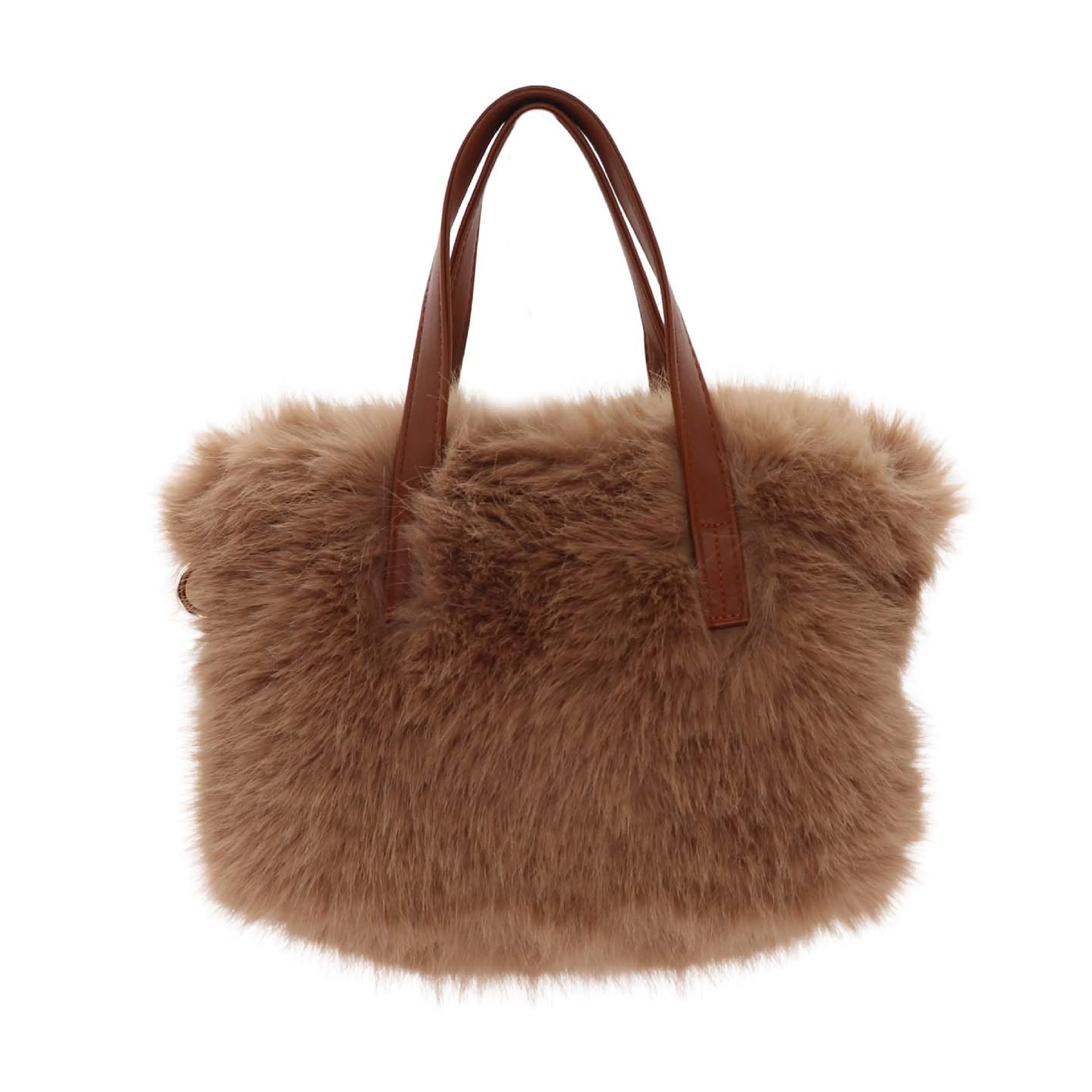 Women's Constellation Faux Fur Handbag with Crossbody Strap | Taupe | Small - Image 2