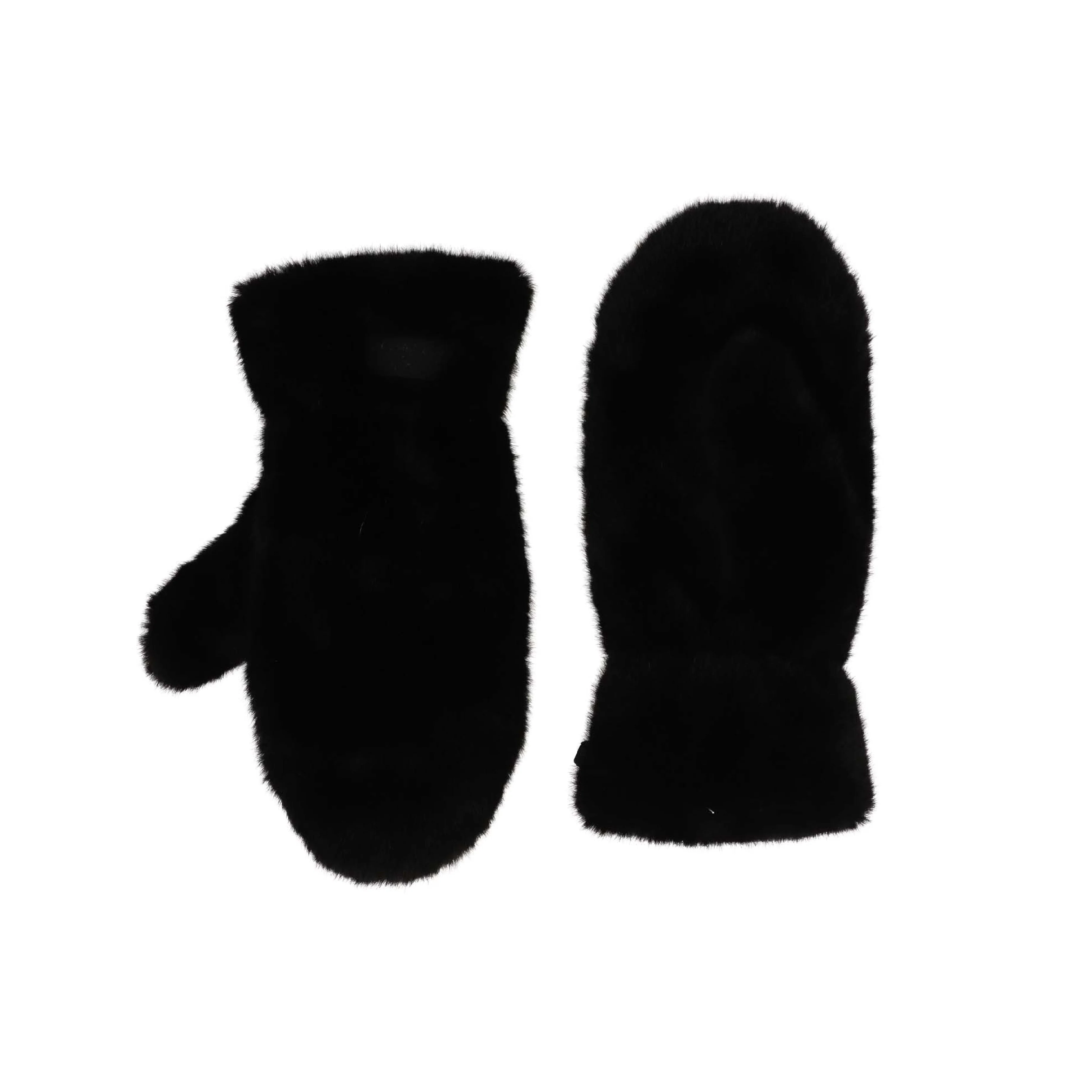 Women's Constellation Faux Fur Mittens | Black - Image 2