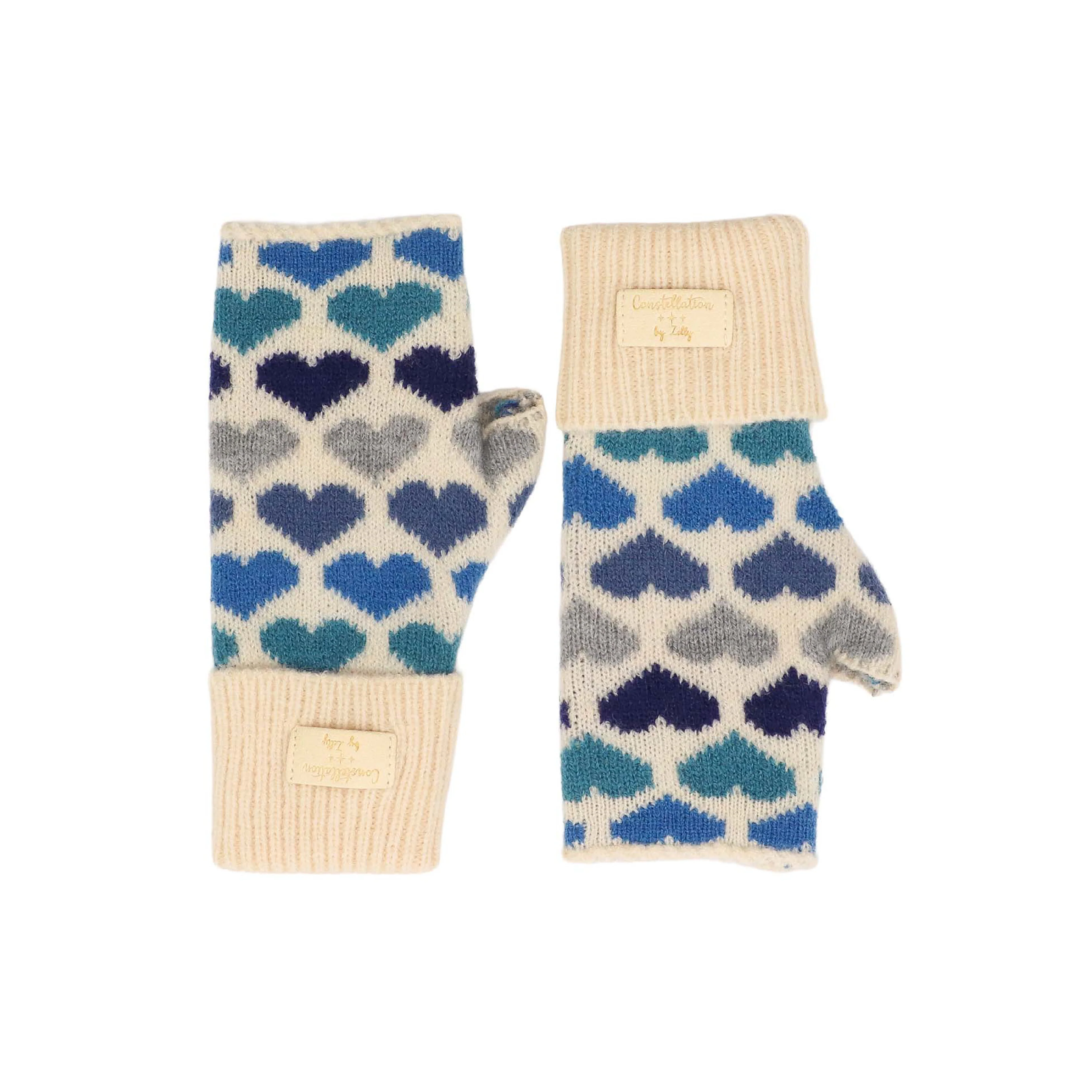 Women's Constellation Fingerless Gloves | Blue Hearts - Image 2