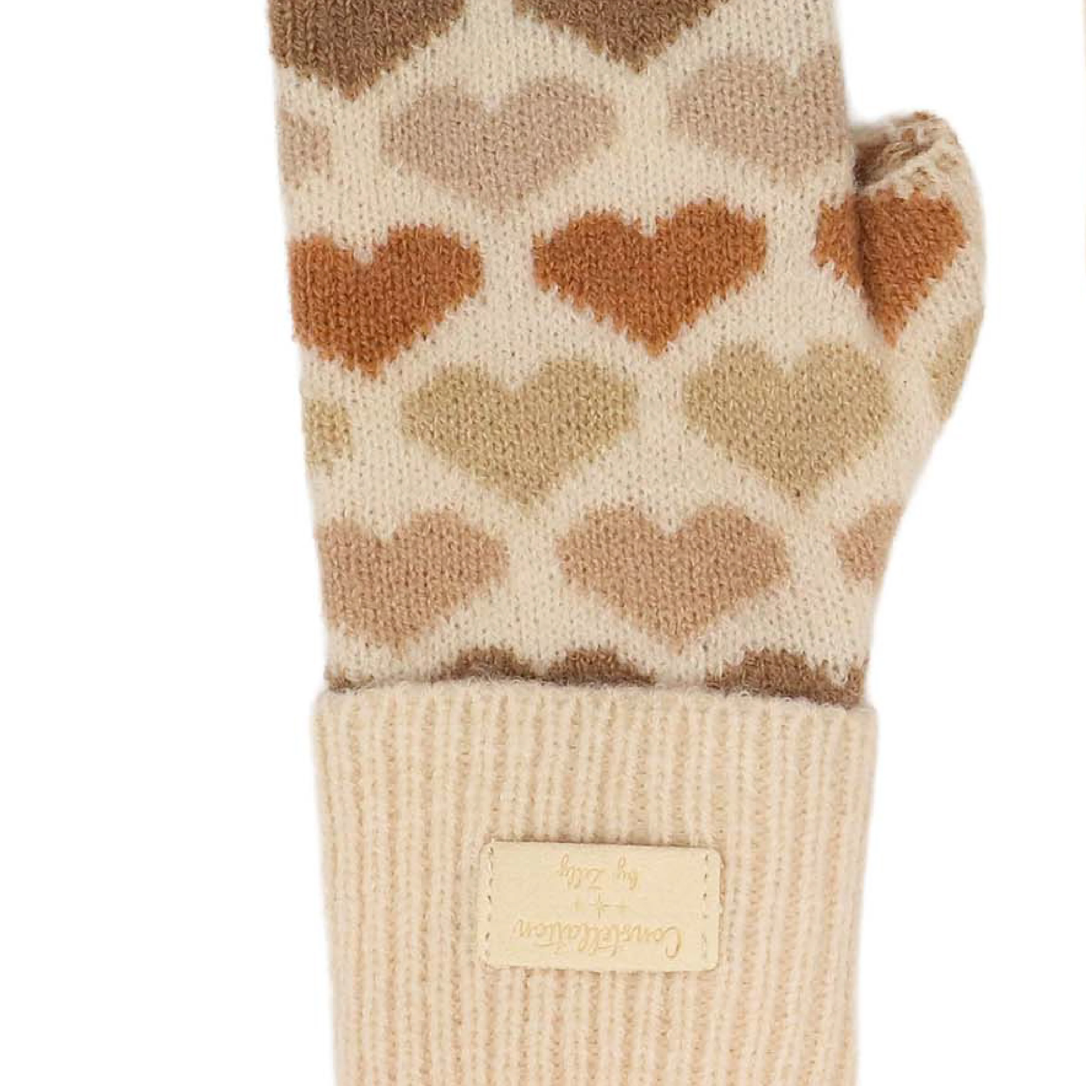 Women's Constellation Fingerless Gloves | Taupe Hearts - Image 2