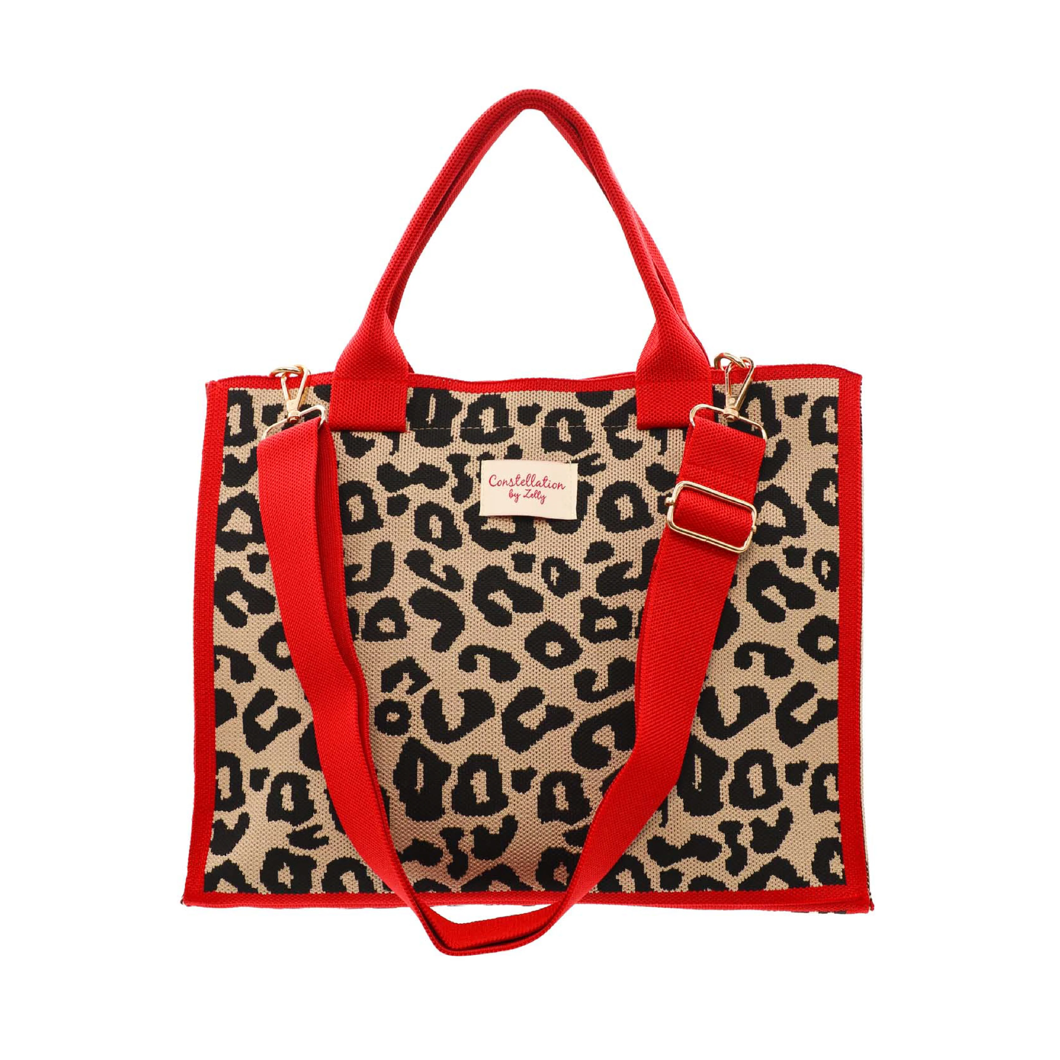 Women's Constellation Tote Bag with Crossbody Strap | Leopard Print - Image 2