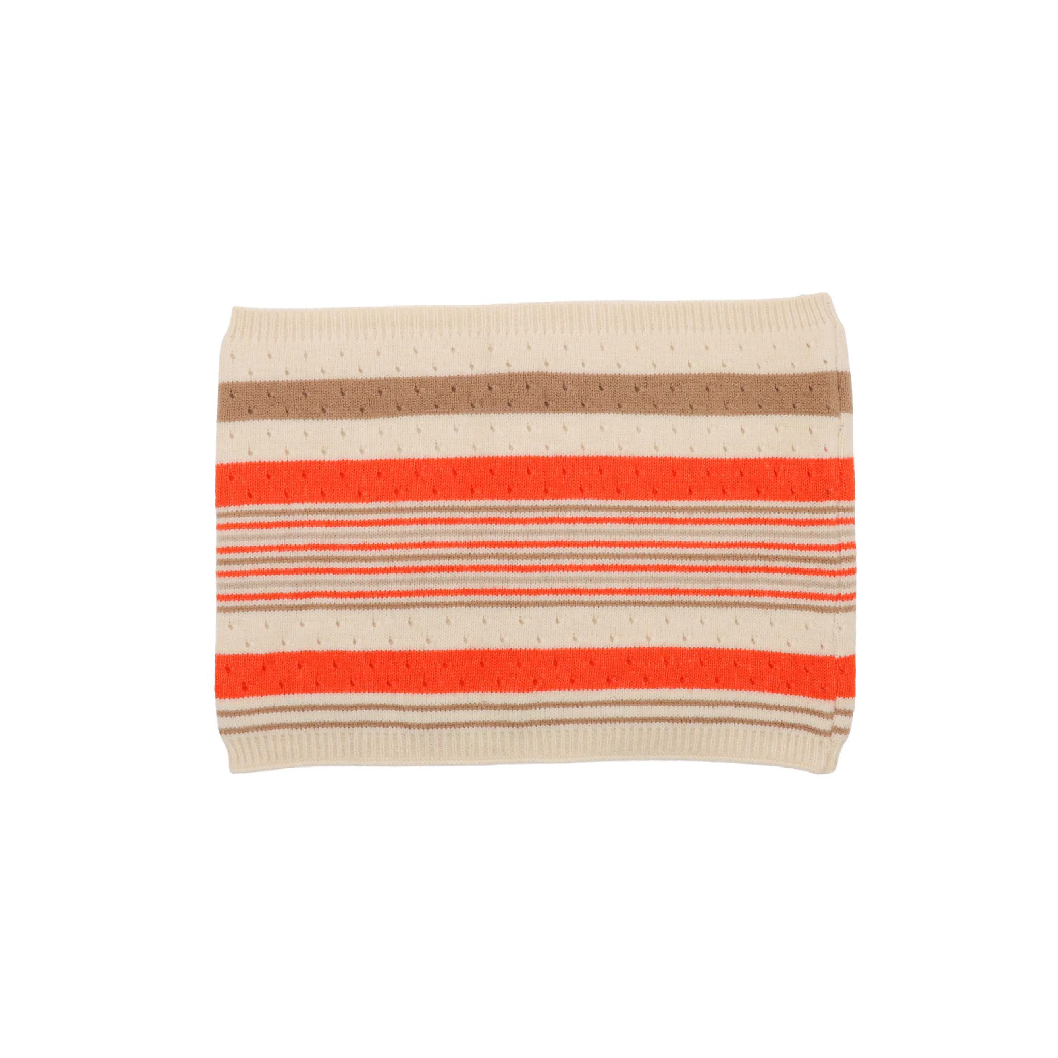 Women's Double Layer Loop Scarf | Cream/Orange Stripes - Image 2