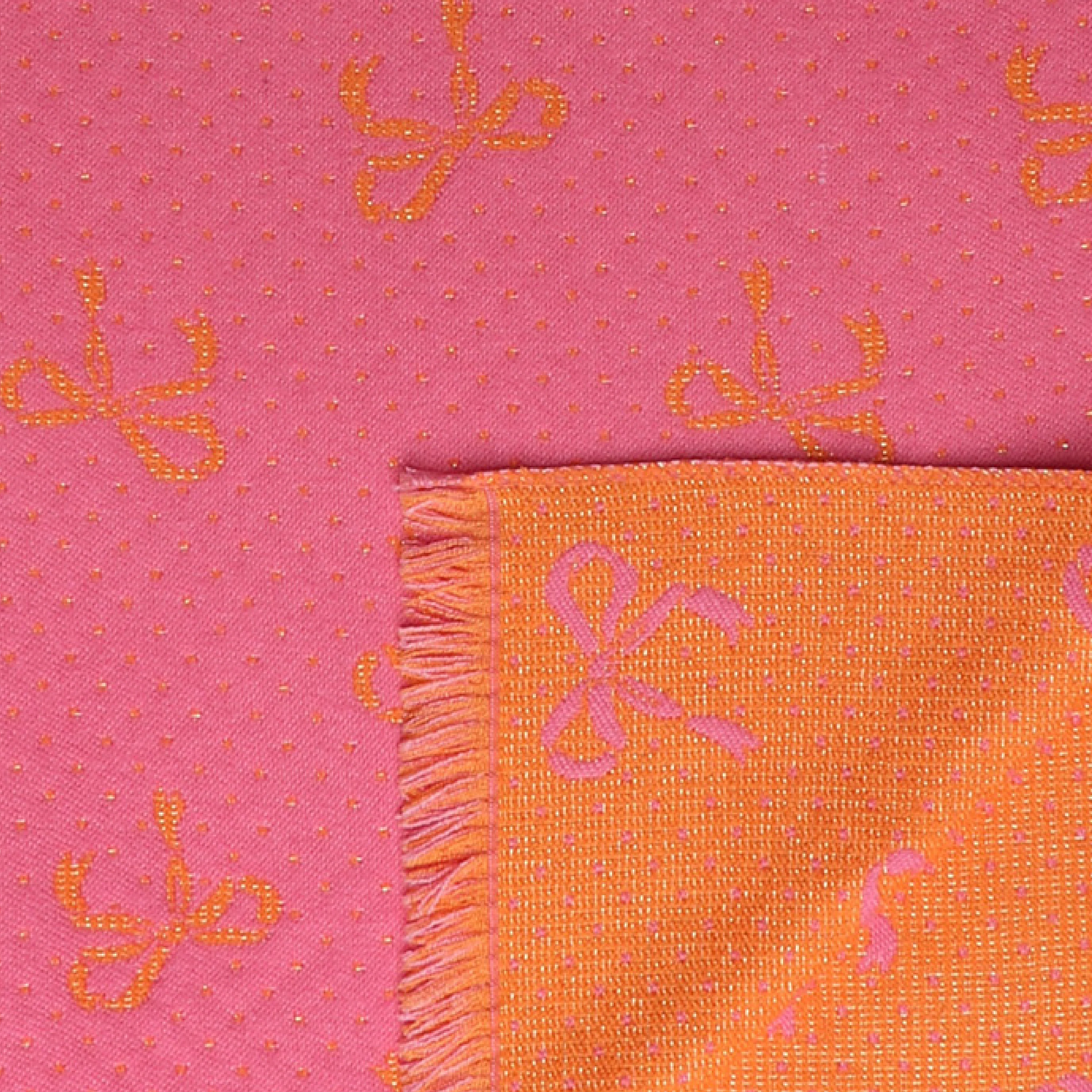 Women's Lightweight Bow Print Scarf | Pink/Orange - Image 2