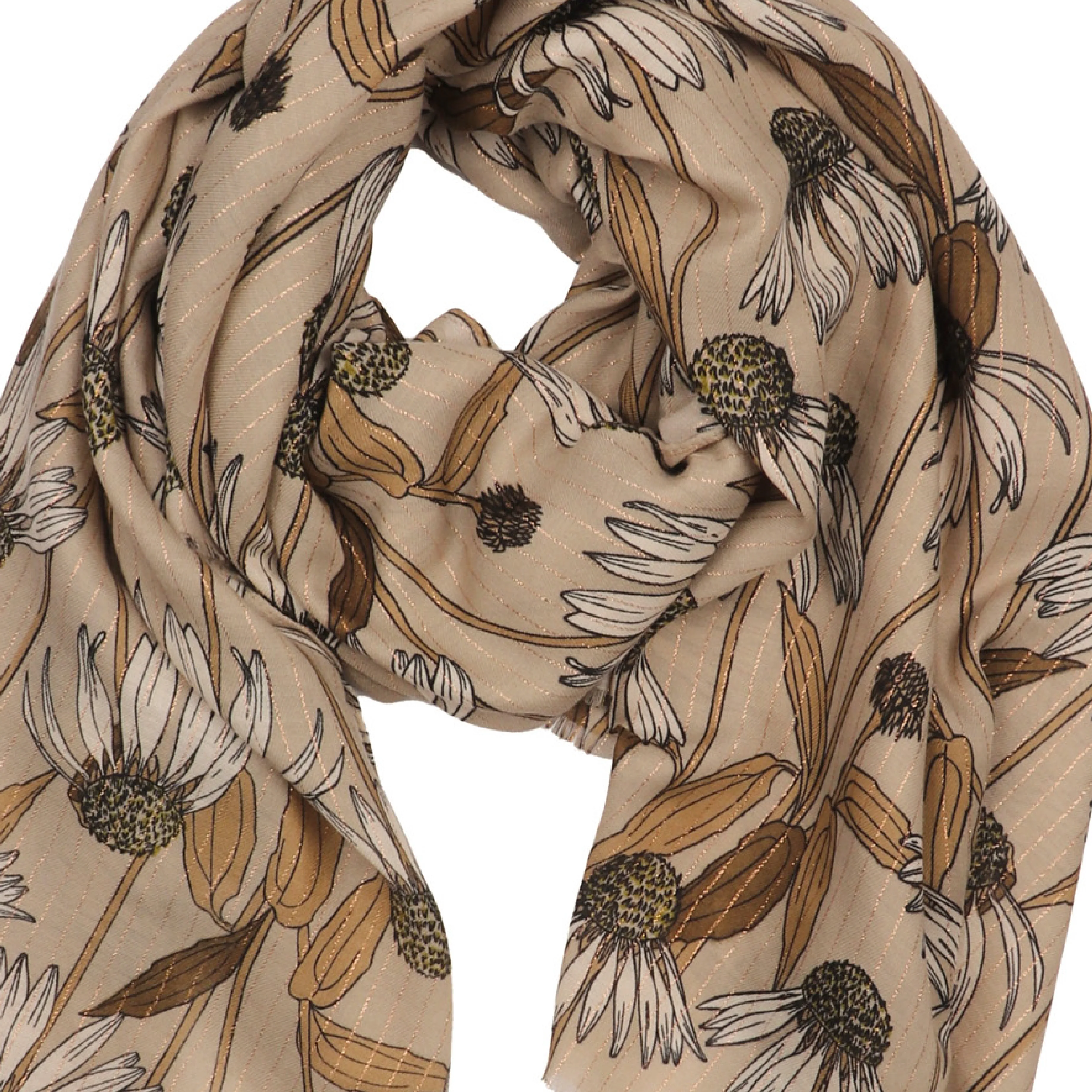 Women's Lightweight Daisy Print Scarf | Cream - Image 2