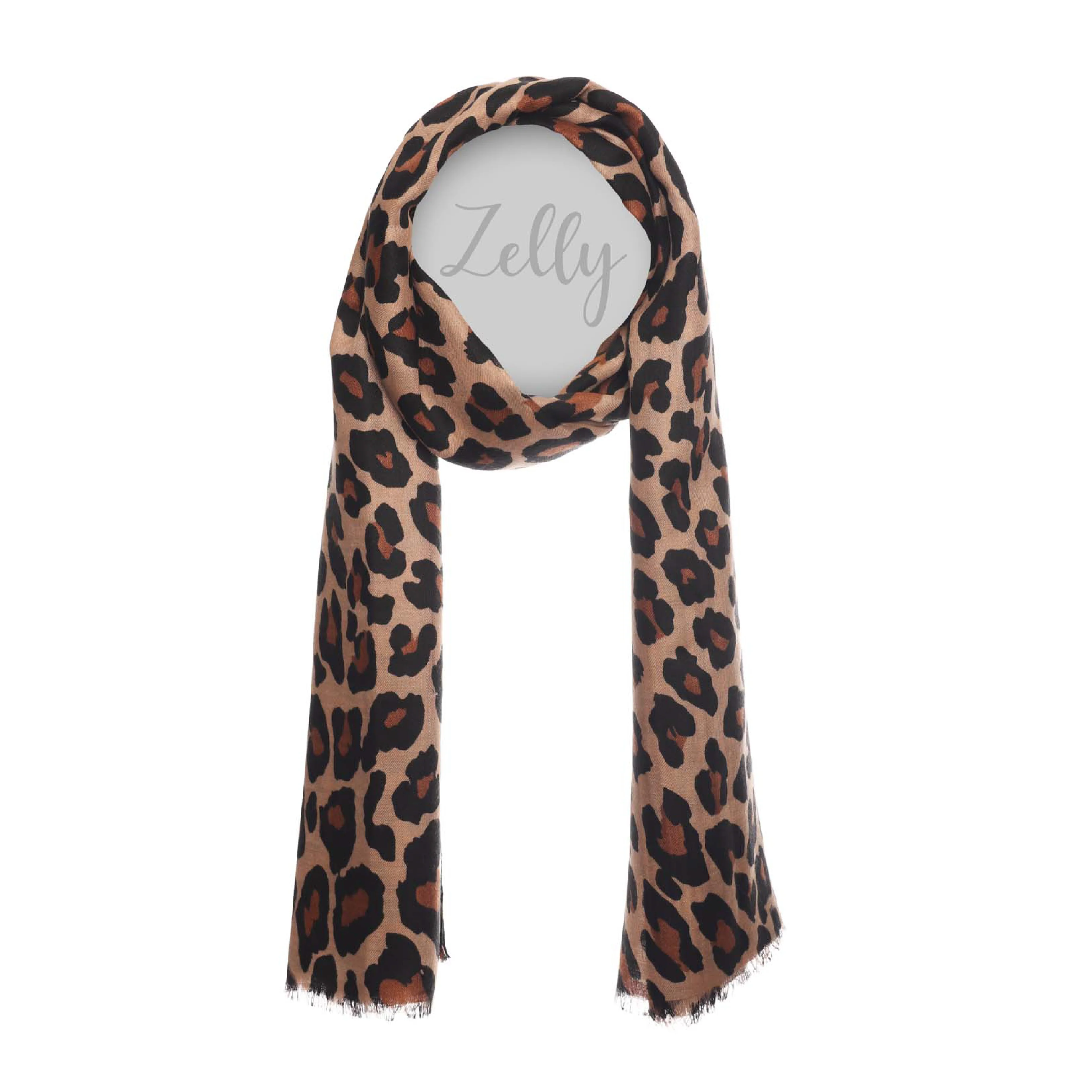 Women's Midweight Leopard Print Scarf | Brown - Image 2