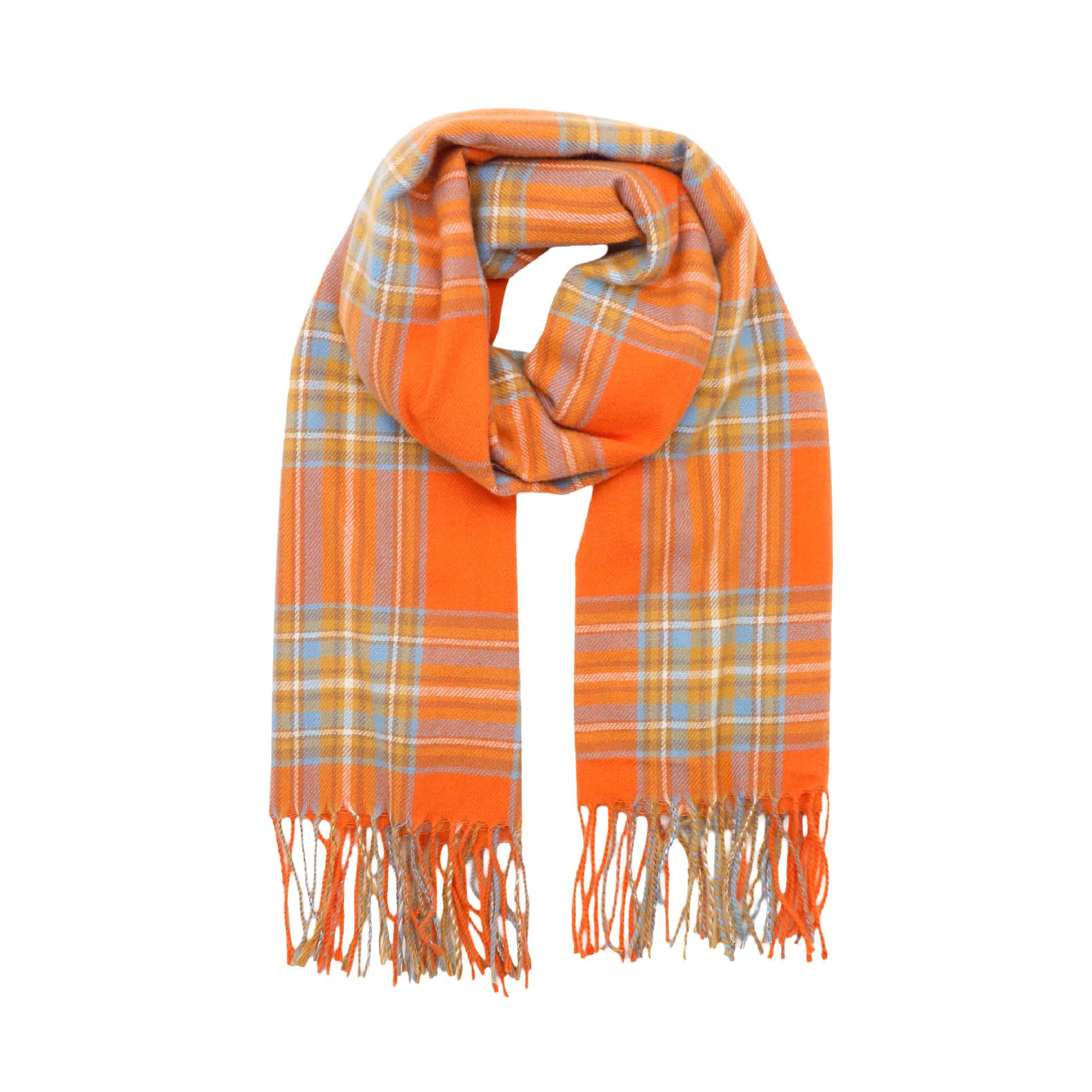 Women's Winter Checkered Print Scarf | Orange - Image 2