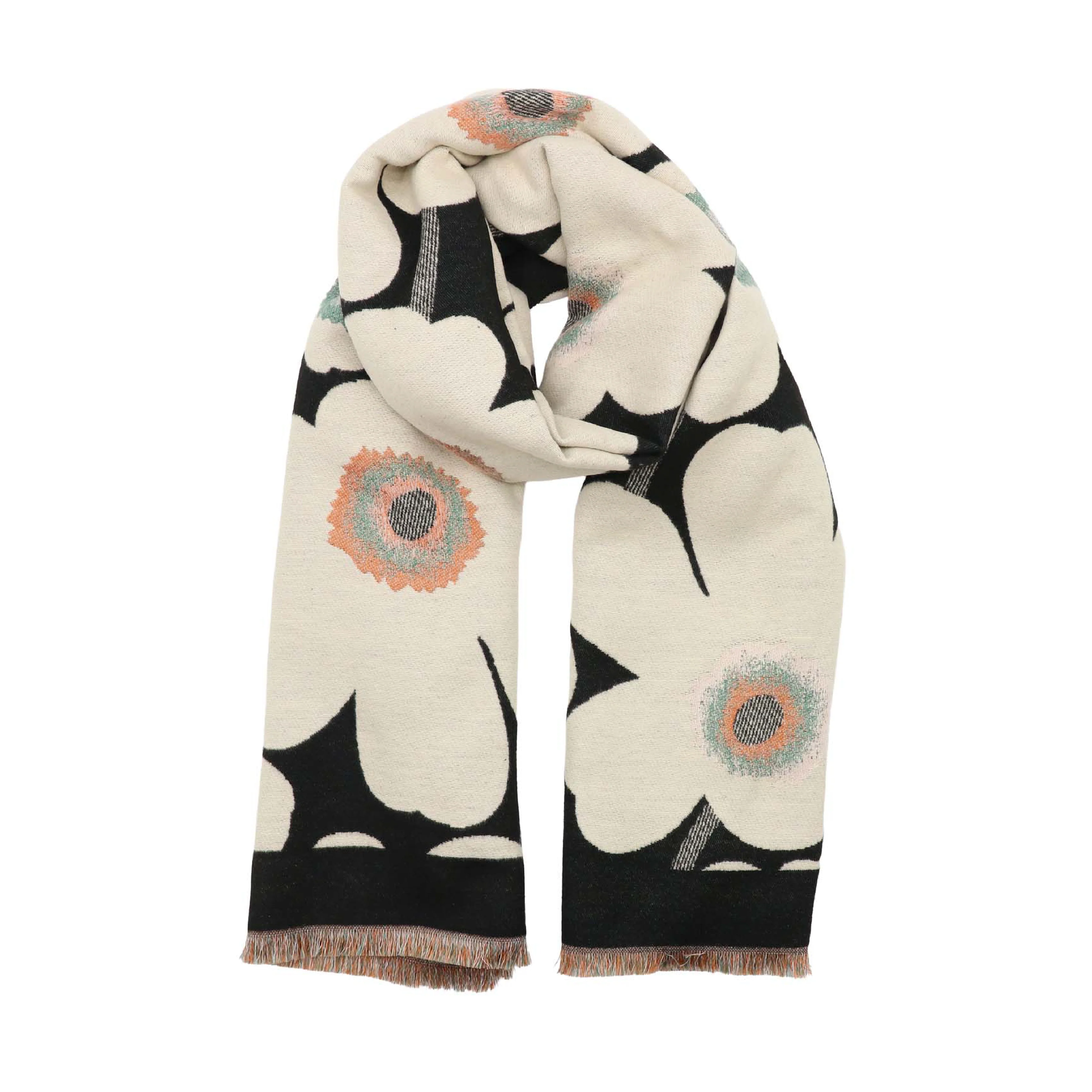 Women's Winter Daisy Print Scarf | Black - Image 2