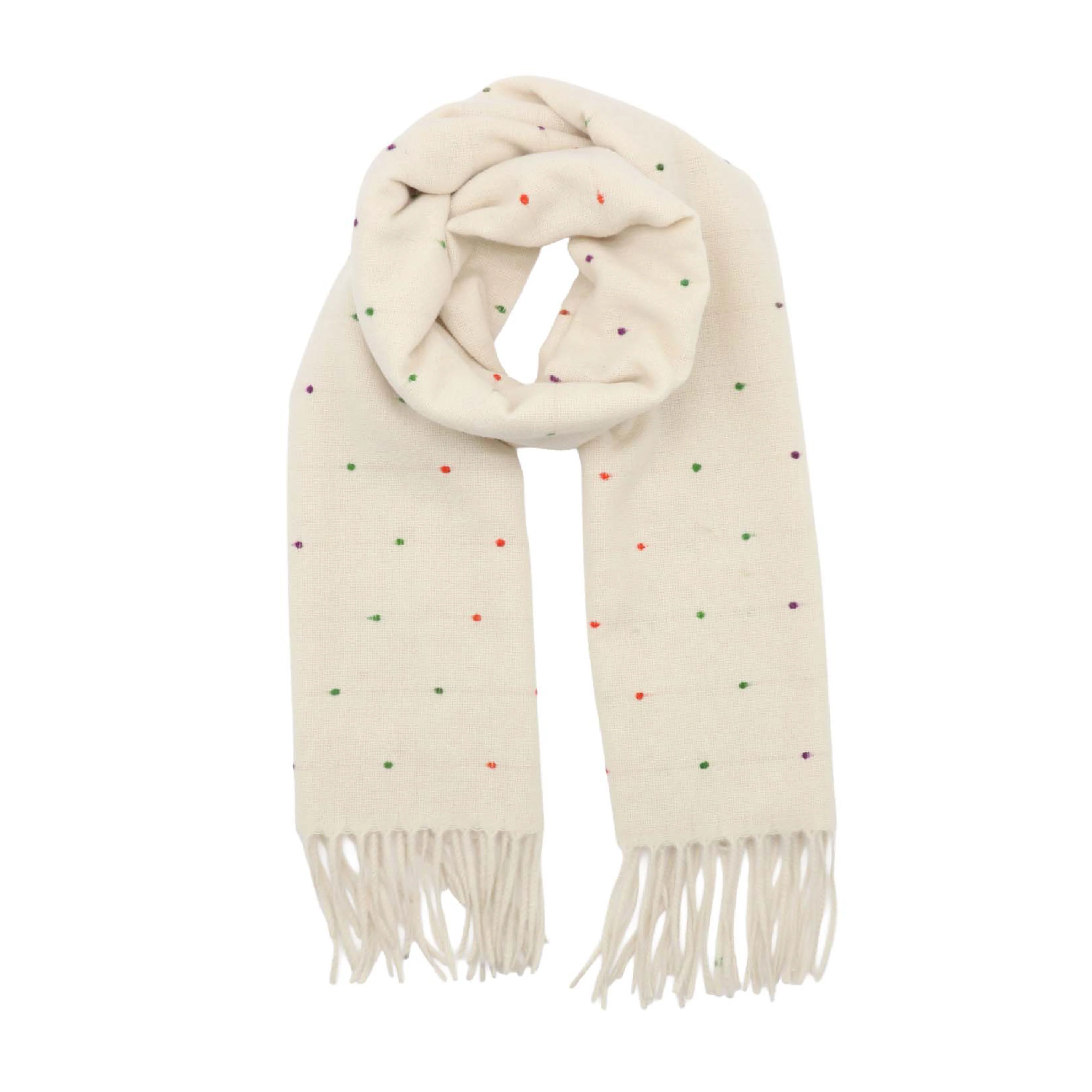 Women's Winter Dot Print Scarf | Cream - Image 2