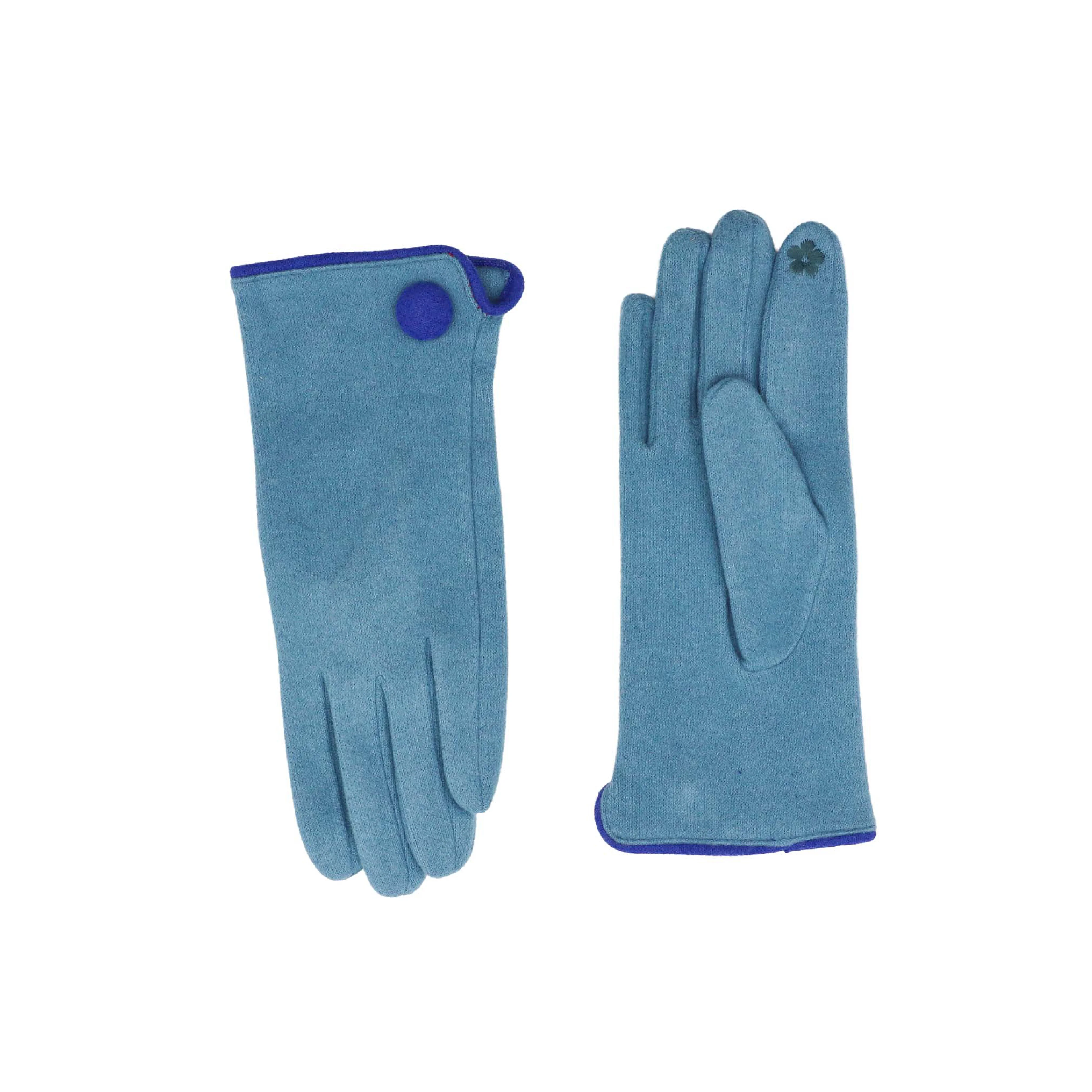 Women's Winter Gloves with Button Detail | Blue - Image 2