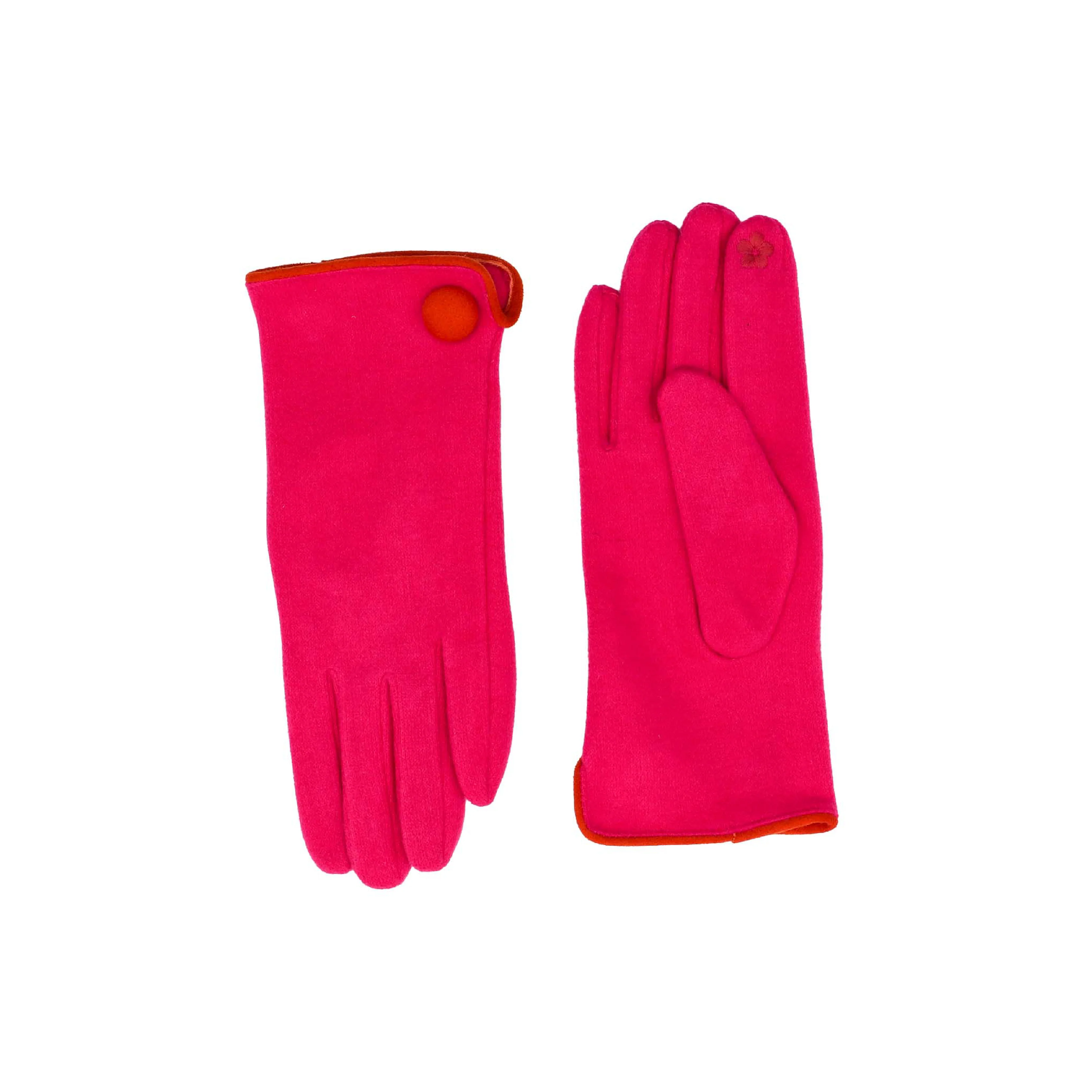 Women's Winter Gloves with Button Detail | Pink - Image 2