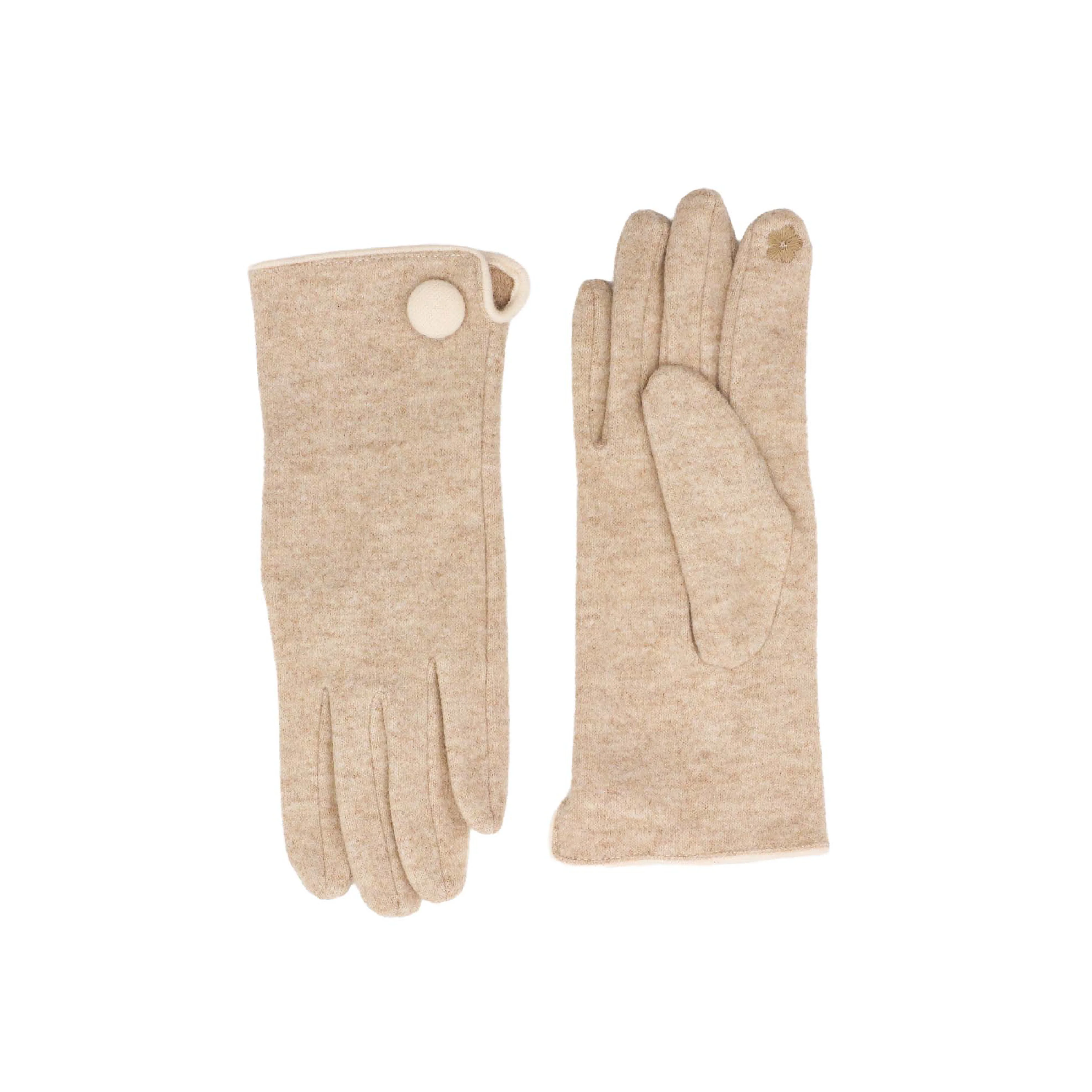 Women's Winter Gloves with Button Detail | Taupe - Image 2
