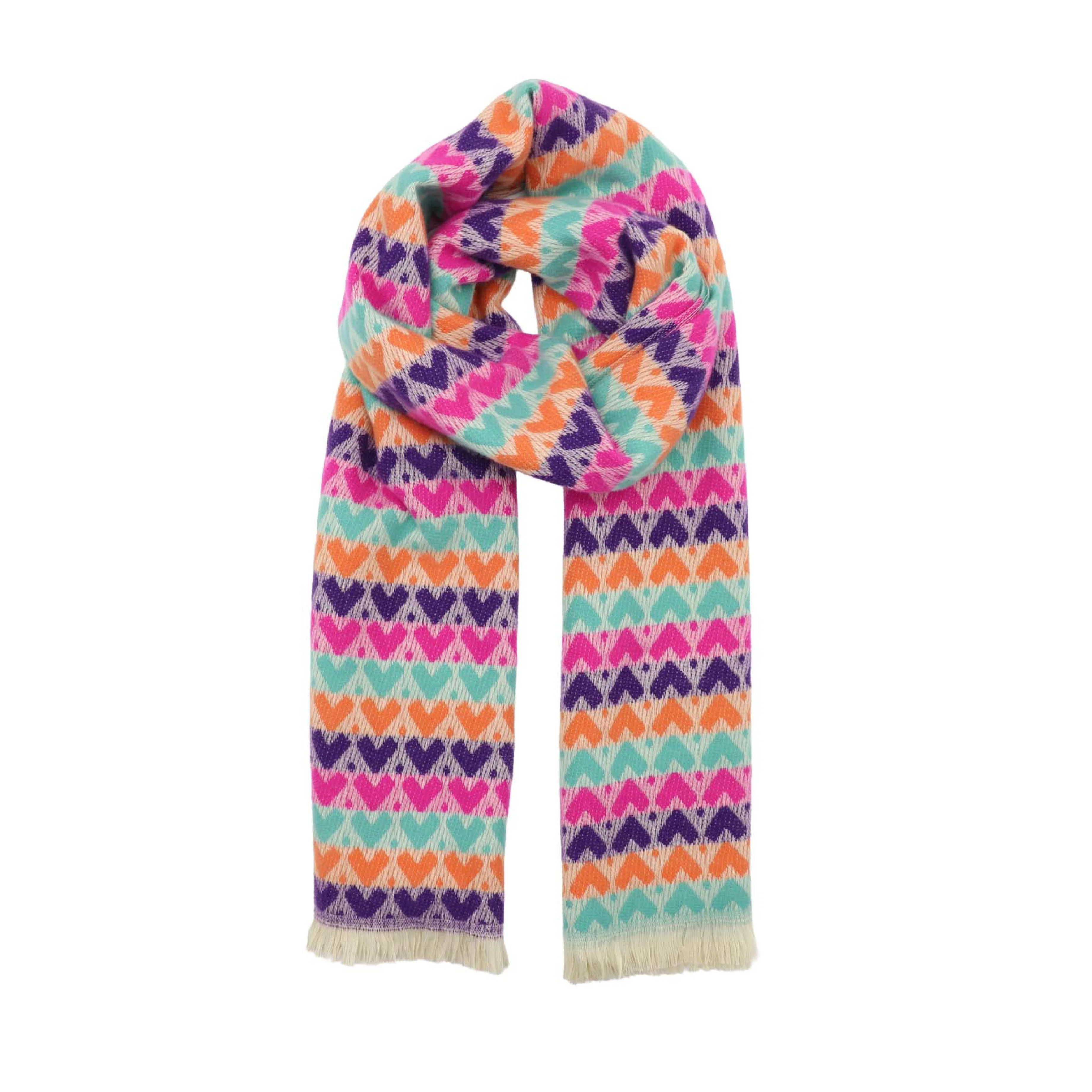 Women's Winter Heart Print Scarf | Multicolour