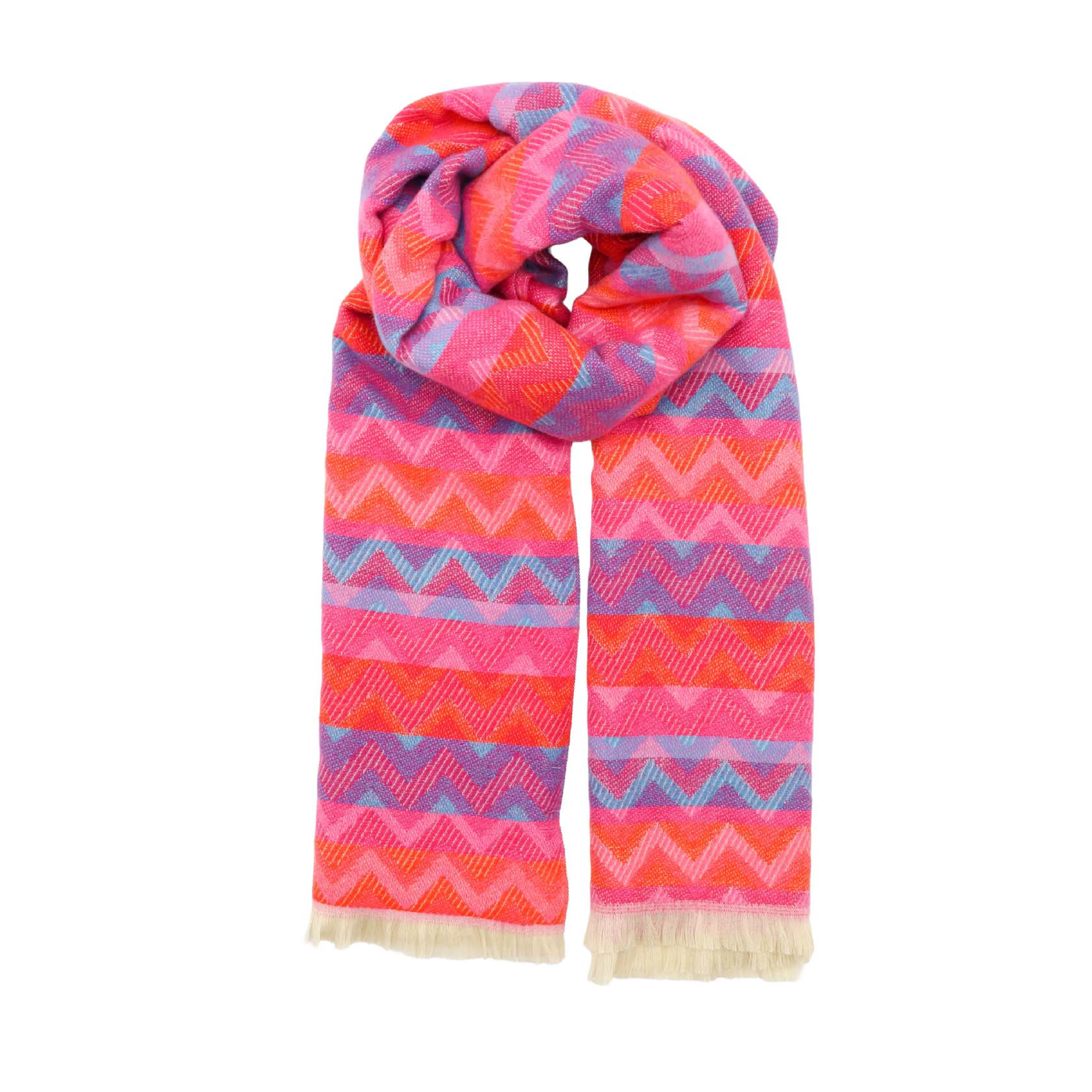 Women's Winter Zigzag Print Scarf | Pink - Image 2